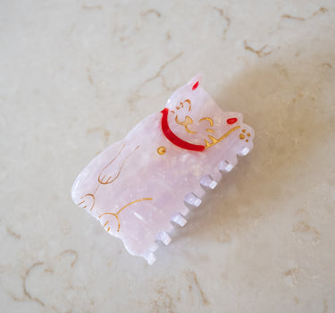 Hair Claw Clip Lucky Cat White - Things I Like Things I Love