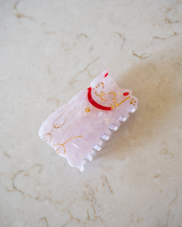 Hair Claw Clip Lucky Cat White - Things I Like Things I Love