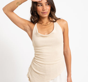 Halterneck Knitted Dress Zand - Things I Like Things I Love