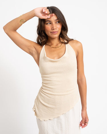 Halterneck Knitted Dress Zand - Things I Like Things I Love