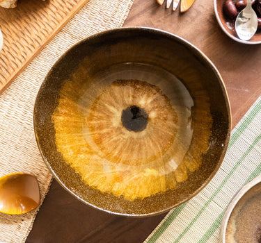 Hand - painted Serving Bowl Cycle Brown - Things I Like Things I Love