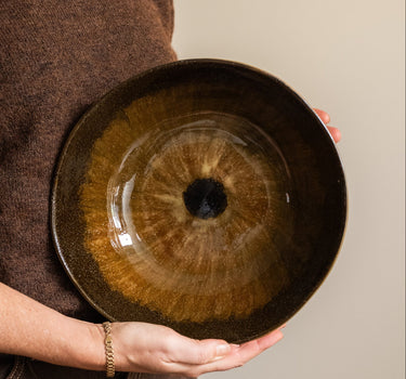 Hand - painted Serving Bowl Cycle Brown - Things I Like Things I Love