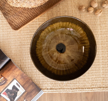 Hand - painted Serving Bowl Cycle Brown - Things I Like Things I Love