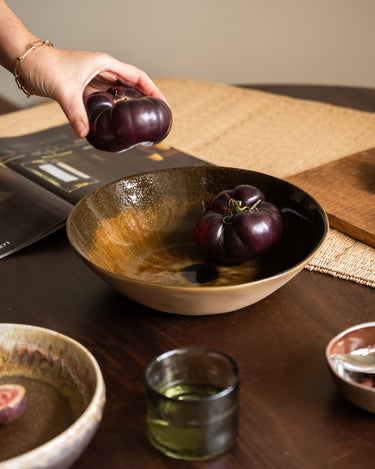 Hand - painted Serving Bowl Cycle Brown - Things I Like Things I Love