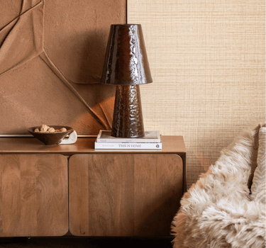 Hand - painted Table Lamp Clayton Burgundy - Things I Like Things I Love