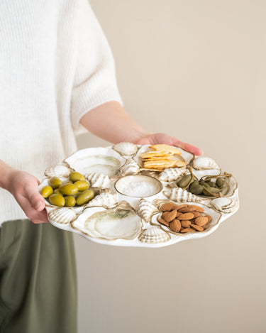 Handbeschilderde Oester Serveerschaal Ostrica Beige - Things I Like Things I Love
