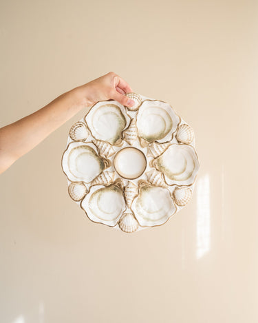 Handbeschilderde Oester Serveerschaal Ostrica Beige - Things I Like Things I Love