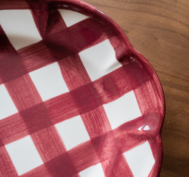 Handgemaakte Serveerschaal Vichy Bordeaux - Things I Like Things I Love