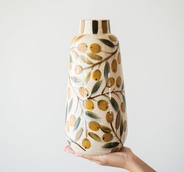 Handgeschilderde Deco Vaas Itsuki Olijf - Things I Like Things I Love