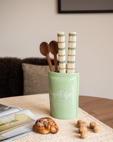 Handmade Cutlery Jar Matcha Green - Things I Like Things I Love