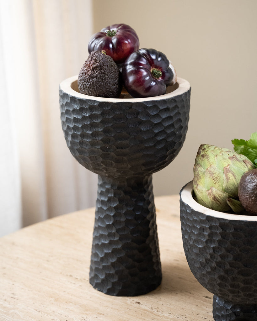 Handmade Deco Bowl On Foot Black - Things I Like Things I Love