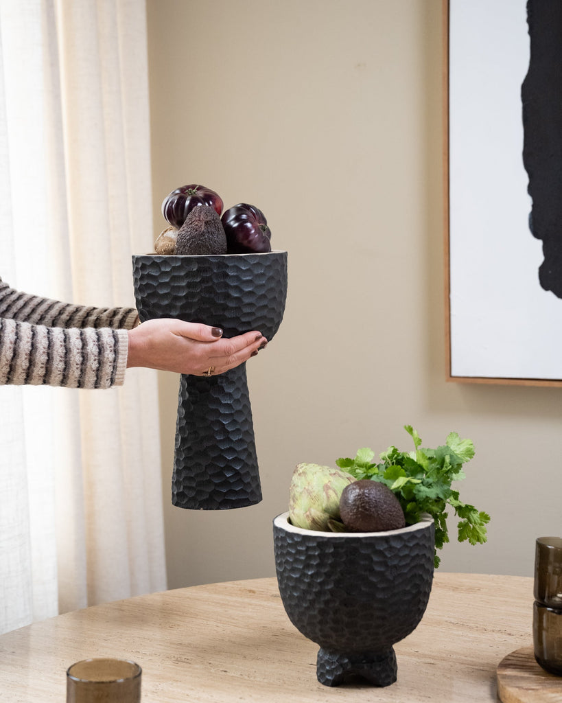 Handmade Deco Bowl On Foot Black - Things I Like Things I Love