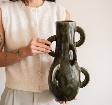 Handmade Deco Vase Zaza Olive Green - Things I Like Things I Love