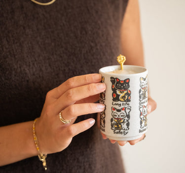 Handmade Japanese Cup Emboss Lucky Cat - Things I Like Things I Love
