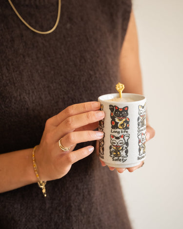 Handmade Japanese Cup Emboss Lucky Cat - Things I Like Things I Love