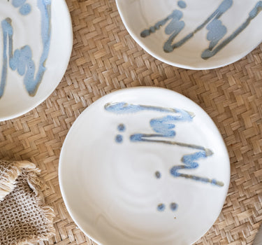 Handmade Japanese Side Plate Beige/Blue - Things I Like Things I Love