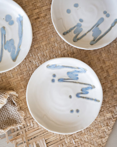 Handmade Japanese Side Plate Beige/Blue - Things I Like Things I Love