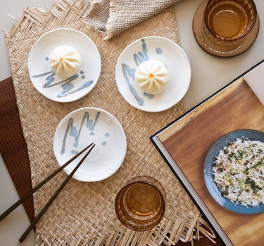 Handmade Japanese Side Plate Beige/Blue - Things I Like Things I Love