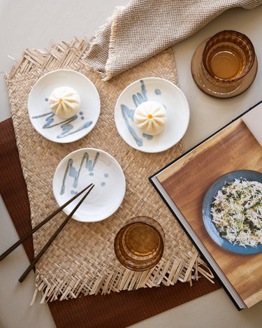 Handmade Japanese Side Plate Beige/Blue - Things I Like Things I Love