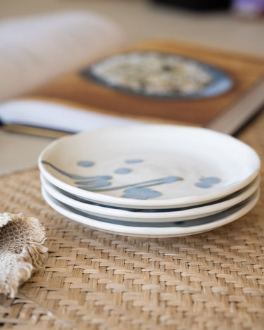 Handmade Japanese Side Plate Beige/Blue - Things I Like Things I Love