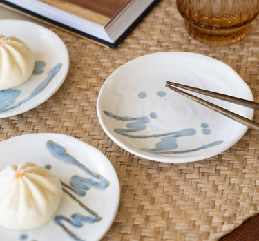 Handmade Japanese Side Plate Beige/Blue - Things I Like Things I Love