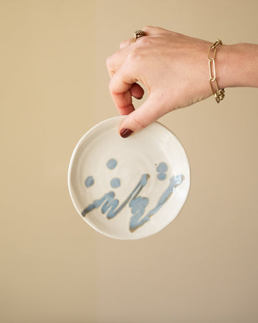 Handmade Japanese Side Plate Beige/Blue - Things I Like Things I Love