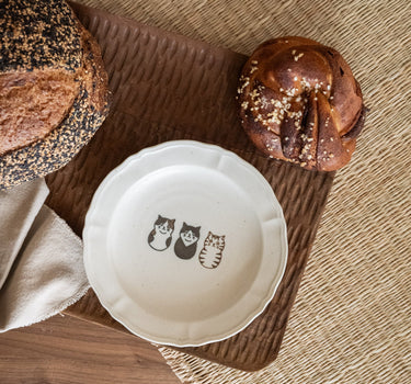 Handmade Japanese Small Plate Three Cats Neko - Things I Like Things I Love