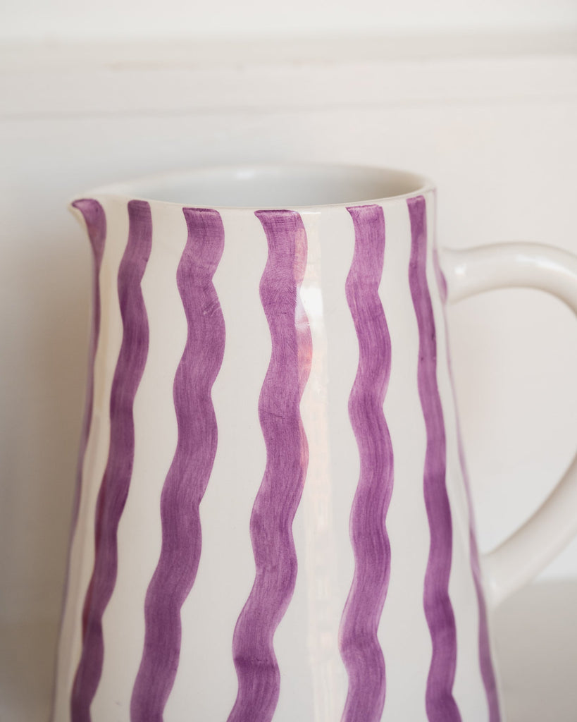 Handmade Jug Lila Stripe Ceramic - Things I Like Things I Love