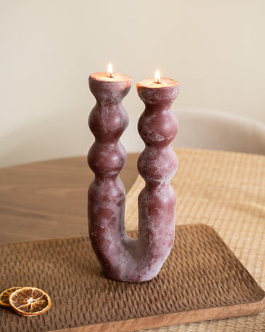 Handmade Pillar Candle Noka Burgundy - Things I Like Things I Love