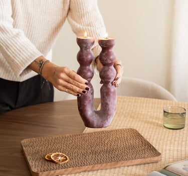 Handmade Pillar Candle Noka Burgundy - Things I Like Things I Love