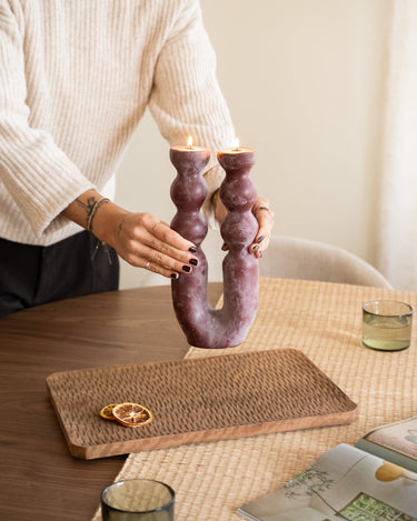 Handmade Pillar Candle Noka Burgundy - Things I Like Things I Love