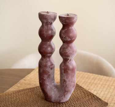 Handmade Pillar Candle Noka Burgundy - Things I Like Things I Love