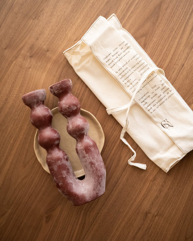 Handmade Pillar Candle Noka Burgundy - Things I Like Things I Love