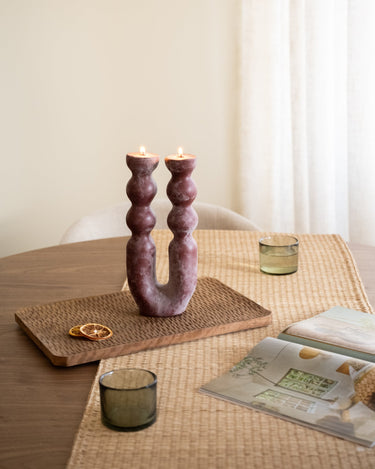 Handmade Pillar Candle Noka Burgundy - Things I Like Things I Love