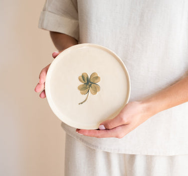Handmade Plate Lucky Clover Ceramic - Things I Like Things I Love