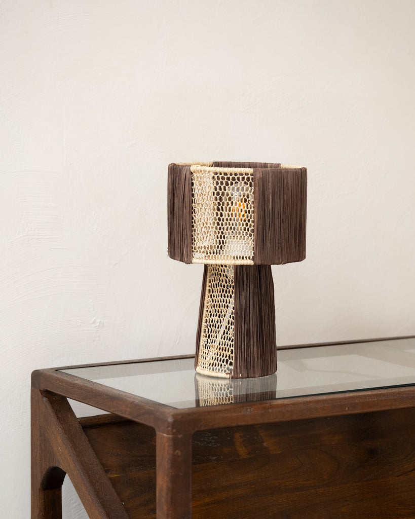 Handmade Table Lamp Raphia Naturel Brown - Things I Like Things I Love