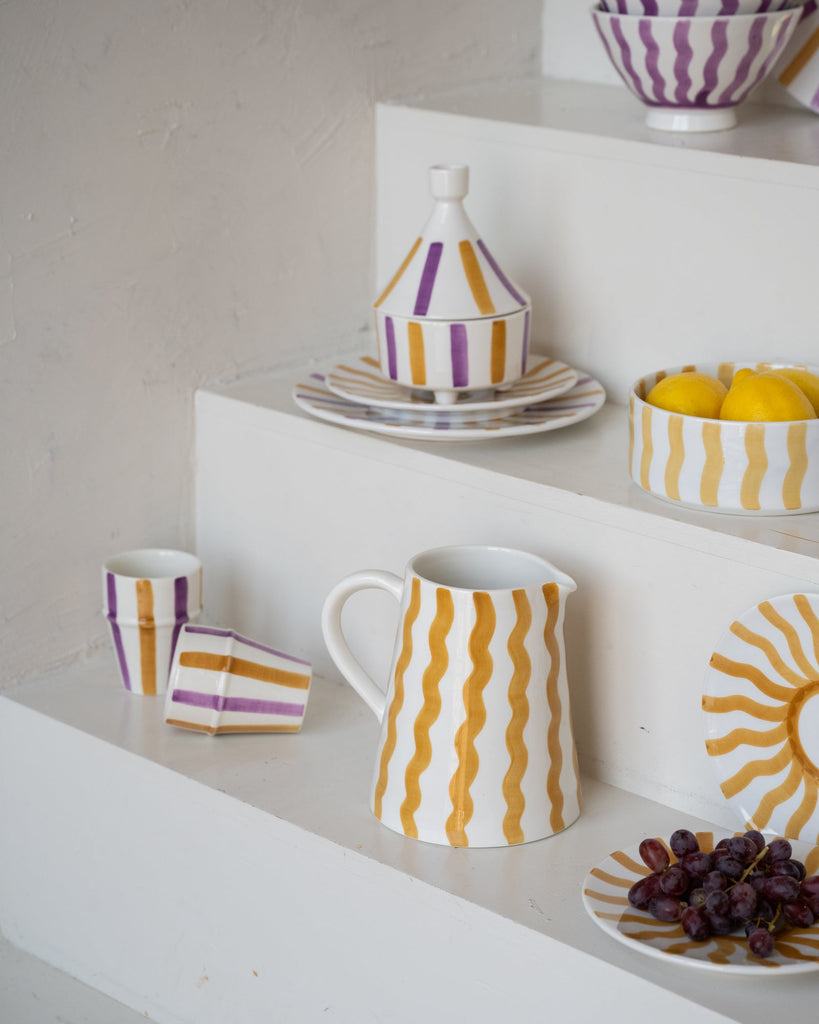 Handmade Tajine Ourika Lila/ Yellow Ceramic - Things I Like Things I Love