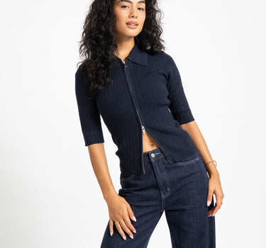 Hanna Zip Knit Cardigan Night Sky - Things I Like Things I Love
