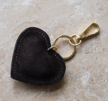Heart Charm Real Suede Brown - Things I Like Things I Love