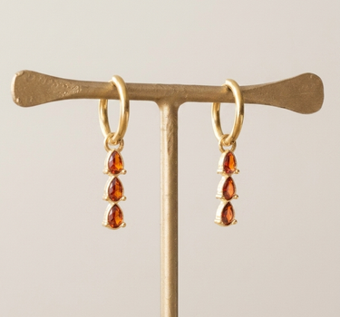 TILTIL Set of 2 Amber Zircon Drop Earrings Gold