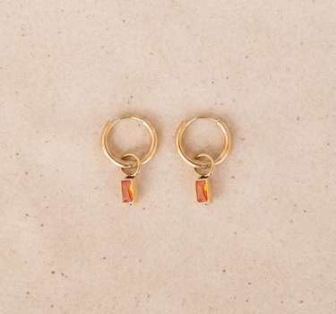 TILTIL Set van 2 Crystal Bar Zircon Earrings Oranje Goud
