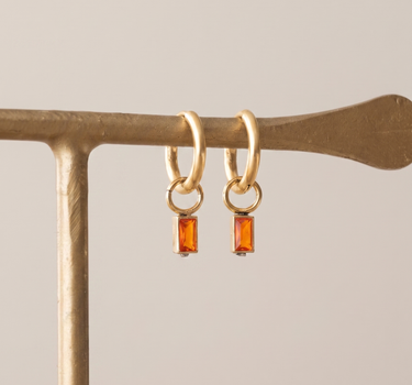 TILTIL Set van 2 Crystal Bar Zircon Earrings Oranje Goud