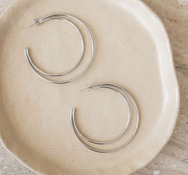 TILTIL Set van 2 Gemini Hoop Earrings Silver