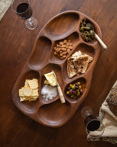 HKLIVING Handgesneden Borrelschaal Acaciahout Bruin - Things I Like Things I Love