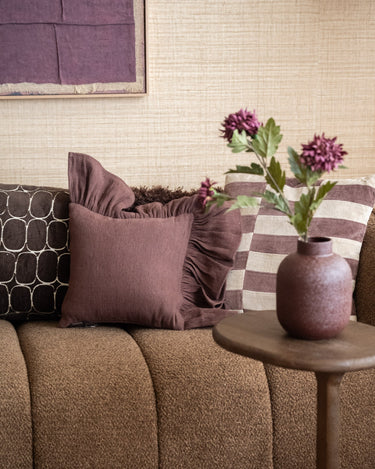 HKLIVING Kussen Ruffel Bruin - Things I Like Things I Love