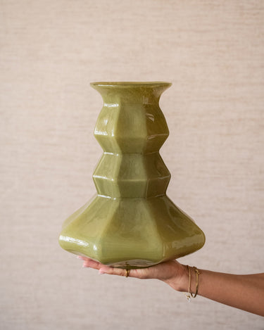 HKLIVING Vase Silhouette Glass Olive Green - Things I Like Things I Love