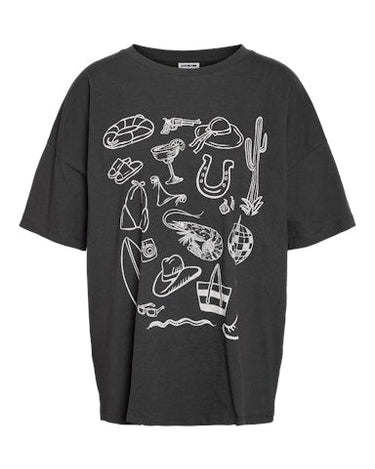 Ida O - Neck Aloha T-Shirt Black - Things I Like Things I Love