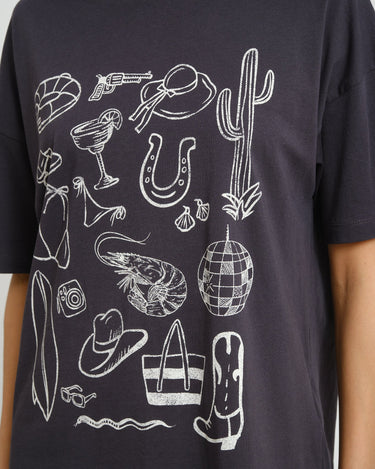 Ida O - Neck Aloha T-Shirt Black - Things I Like Things I Love