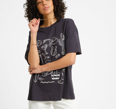 Ida O - Neck Aloha T-Shirt Black - Things I Like Things I Love