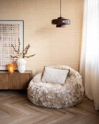 Inflatable Pouf Snuzzle Furry Taupe - Things I Like Things I Love